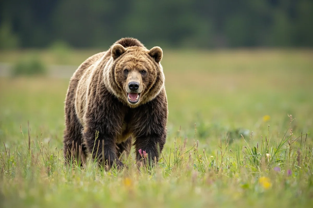 Grizzly bear in meadow in Glacier National Park