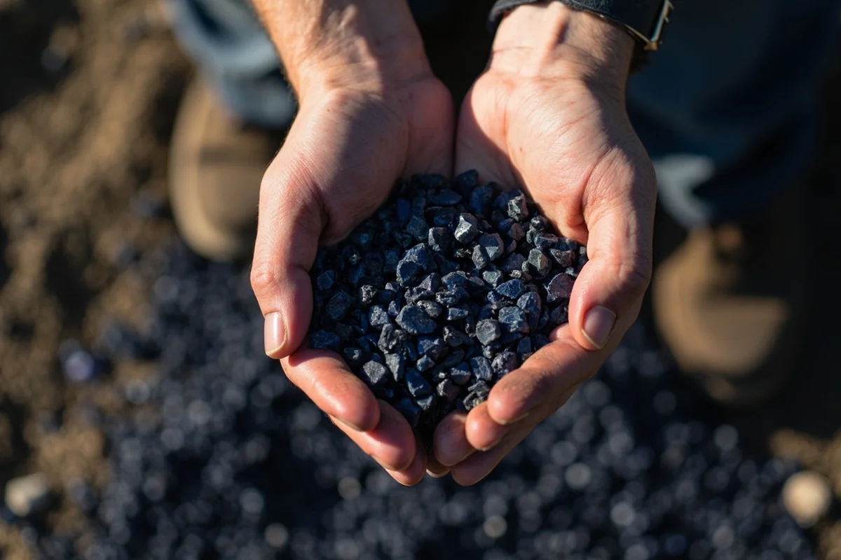 Hands holding sapphire-bearing gravel at Montana gem dig site