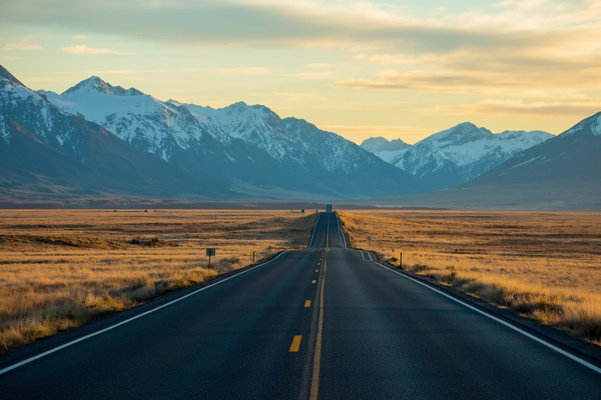 Highway 200 showing the dramatic landscape transition between mountains and plains near Great Falls