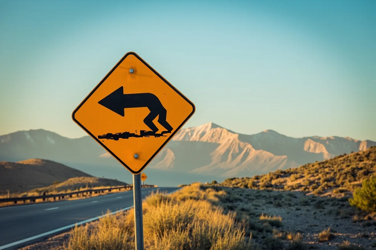 Highway sign warning of extreme wind conditions at Marias Pass