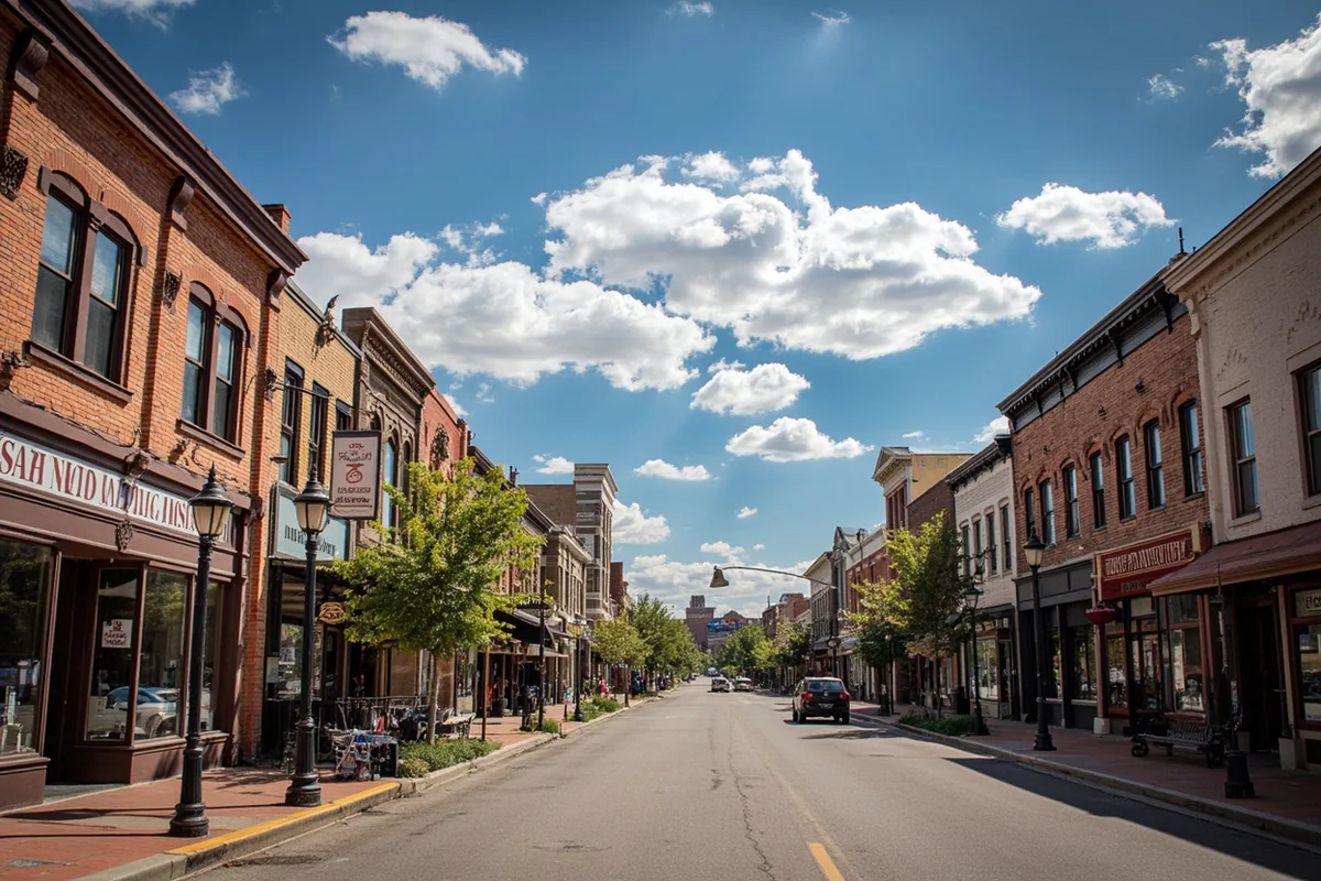 Historic downtown street in Miles City showing local shops and classic western architecture