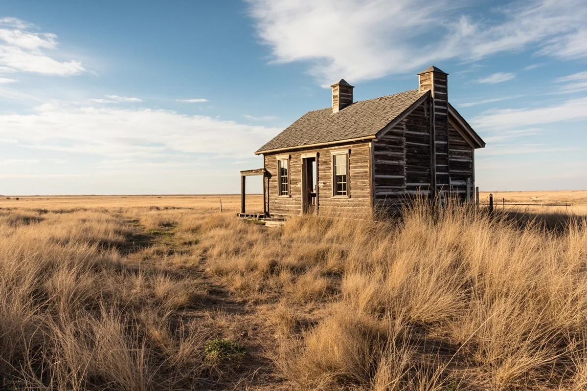 Historic photograph of a prairie schoolhouse similar to those affected by the 1888 blizzard