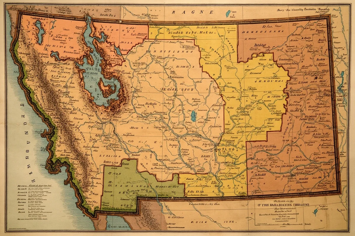 Historic photograph or illustration of 1860s Montana Territory map