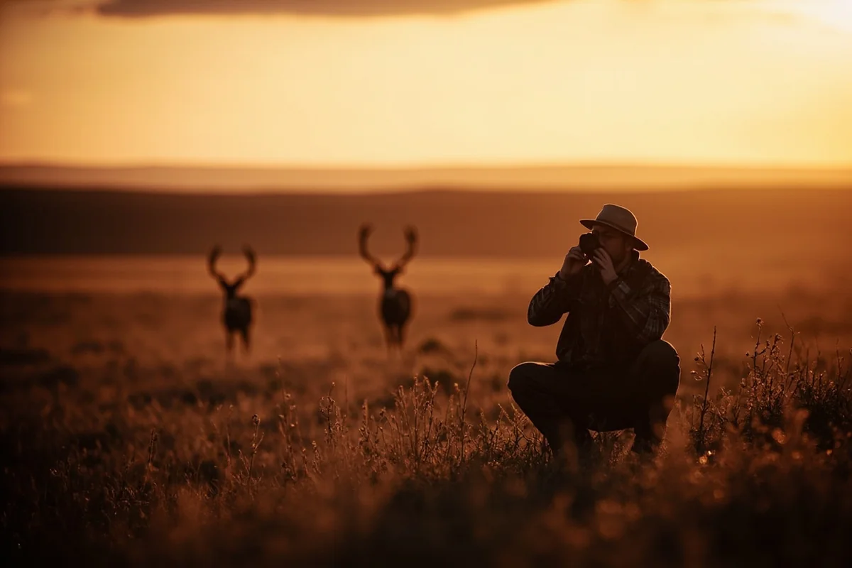 Hunter glassing for mule deer in Montana's Missouri Breaks at sunrise