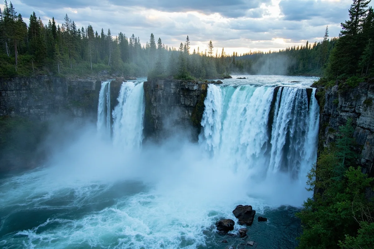 Impasse Falls during peak runoff in late June with dramatic water volume