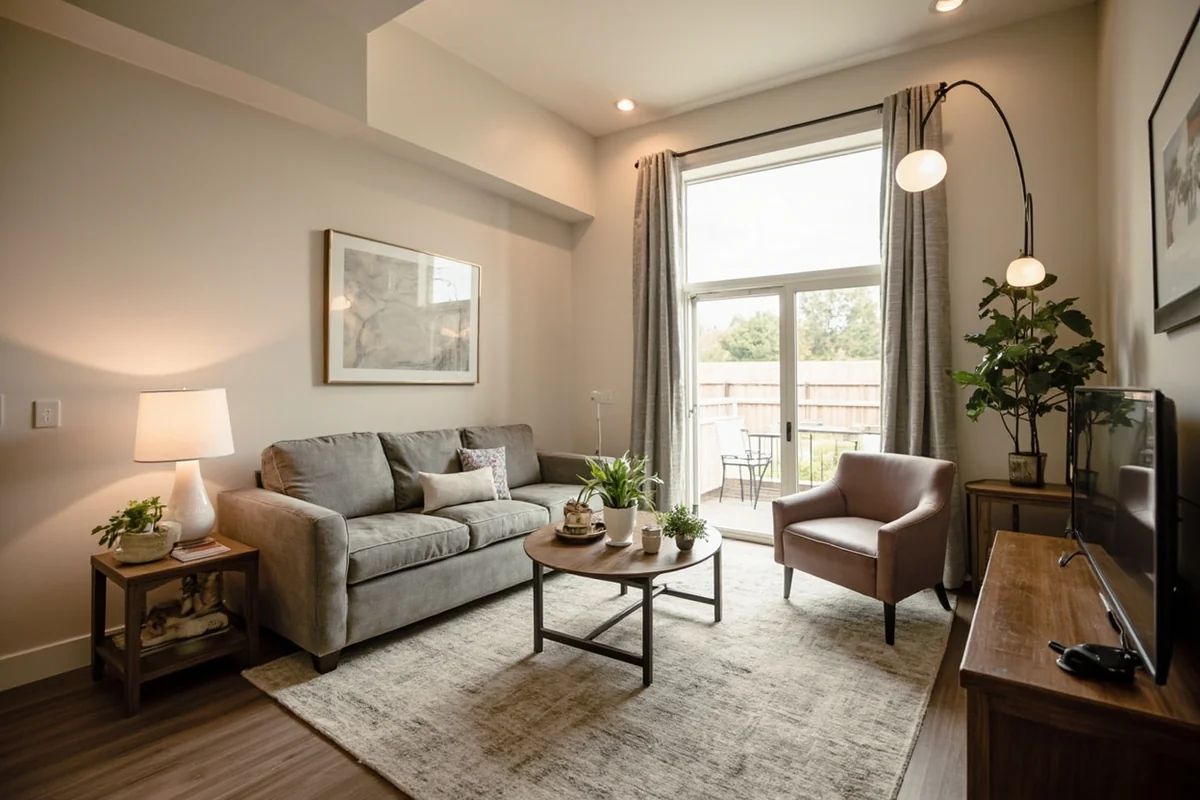 Interior of a modern independent living apartment in a Montana retirement community