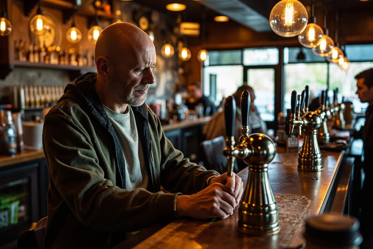 Interior of a Montana bar showing ID check area and craft beer taps
