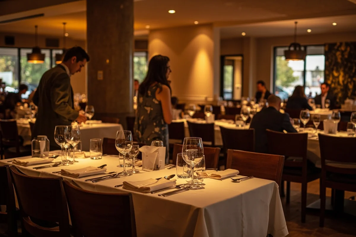 Interior of the Chico dining room showing elegant table settings, warm lighting, and perhaps guests enjoying dinner