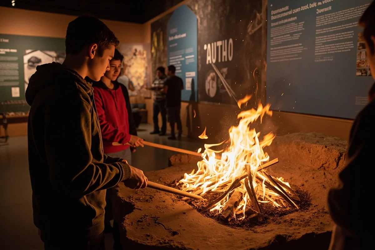 Interpretive display about indigenous fire practices at a Montana museum or cultural center