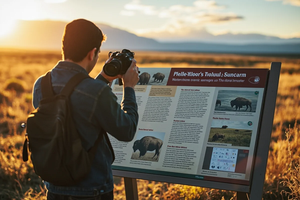 Interpretive signage about tribal history and bison significance