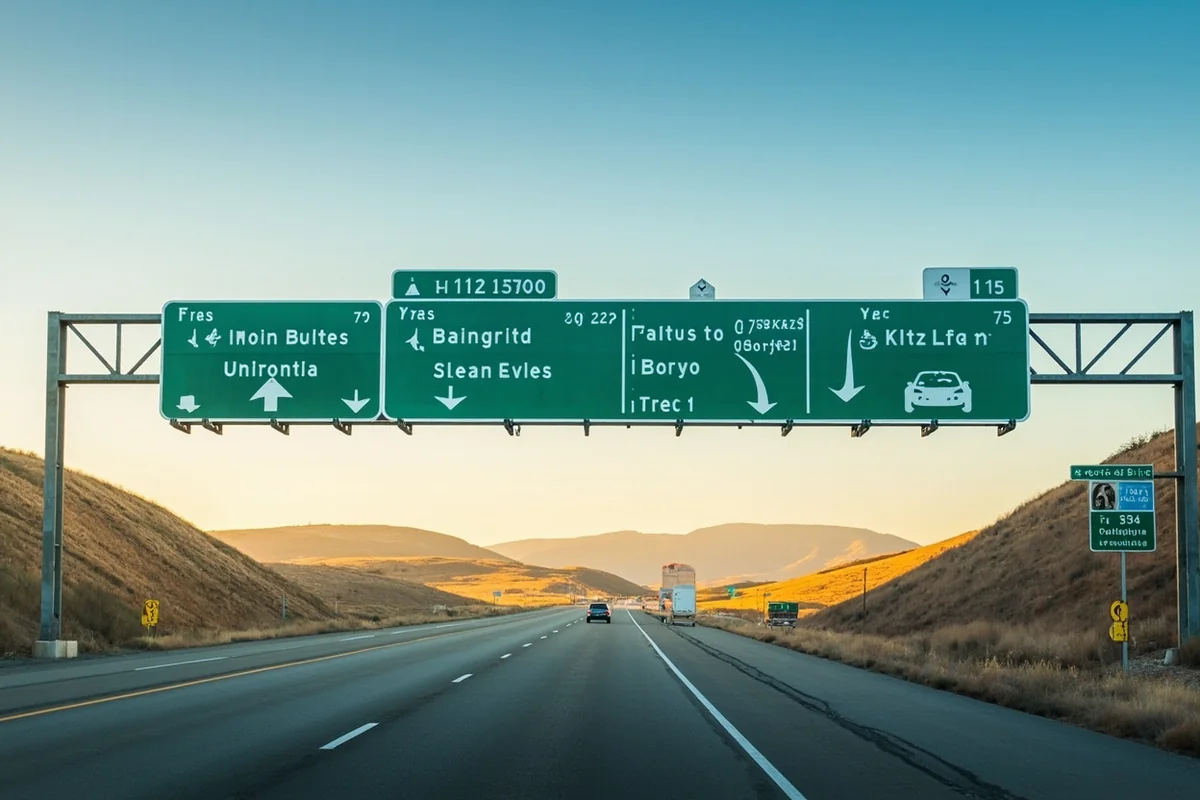 Intersection of I-90 and I-15 near Butte with directional signs showing distances to major cities
