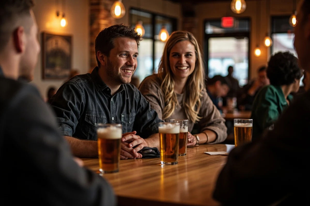 KettleHouse Brewing Company taproom area with patrons enjoying beers before the show