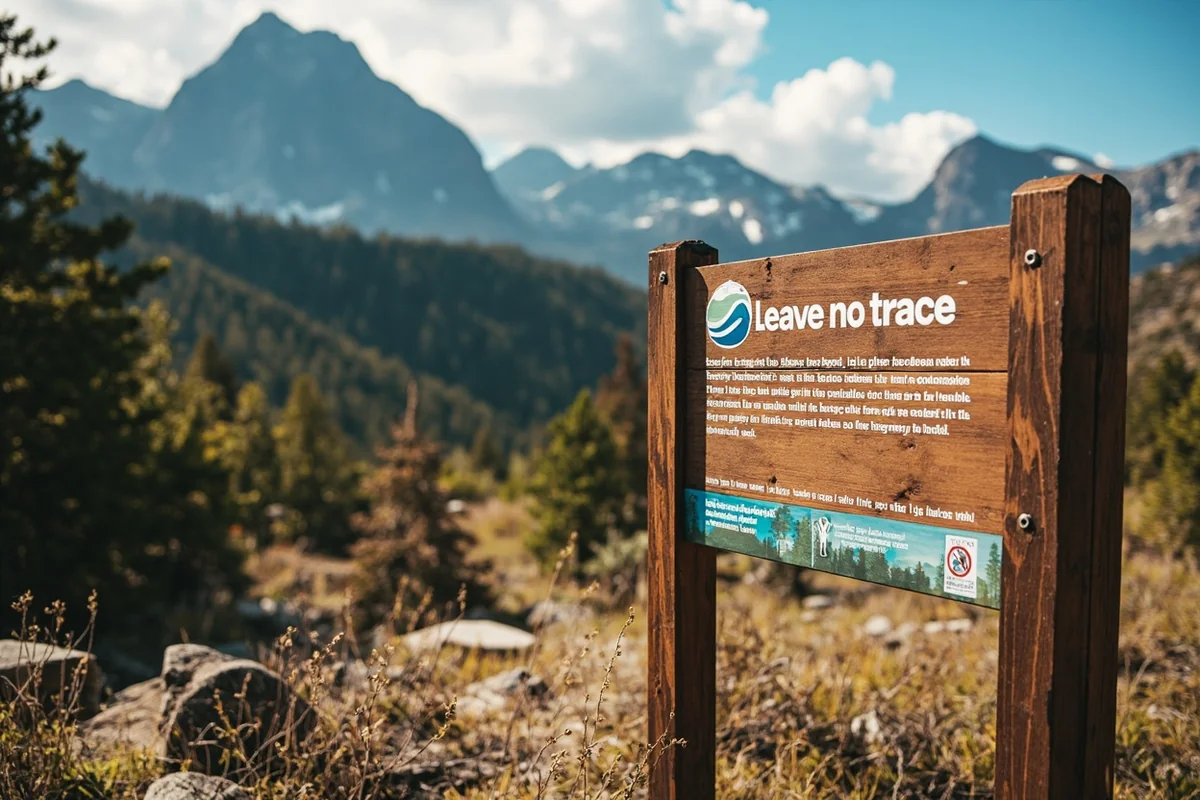 Leave No Trace signage or pristine wilderness scene emphasizing conservation