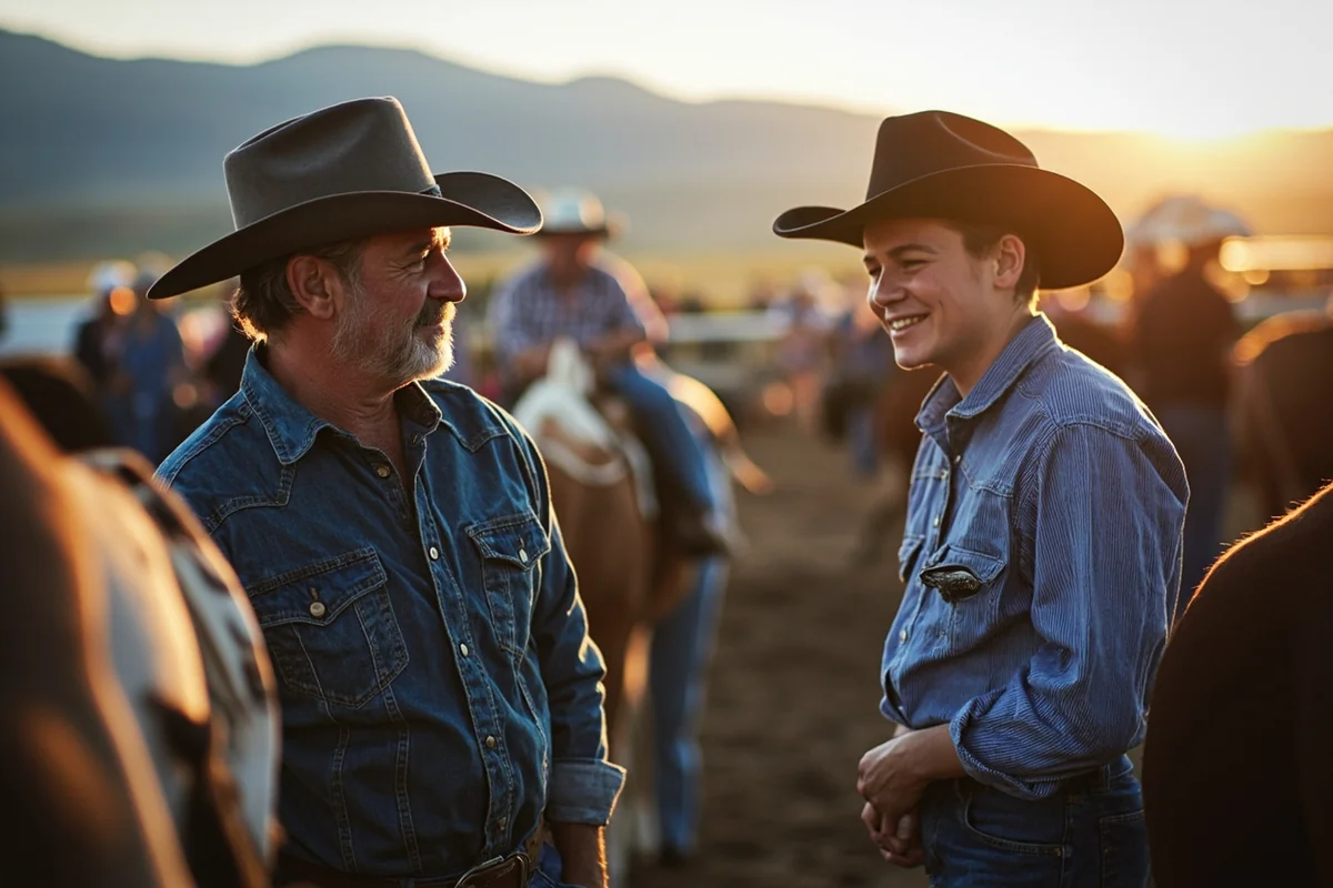 Local Montanans at a community rodeo event, showing authentic western culture and community gathering