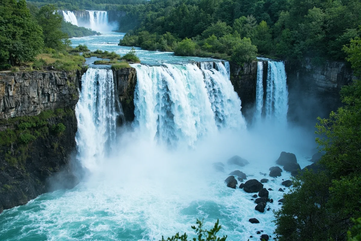 Lower Falls during peak summer flow with maximum water volume