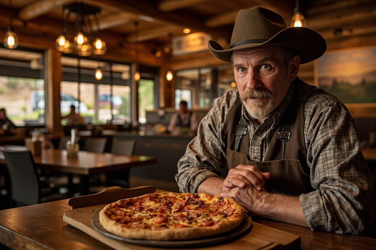MacKenzie River Pizza's signature Montana-themed interior with log cabin aesthetic