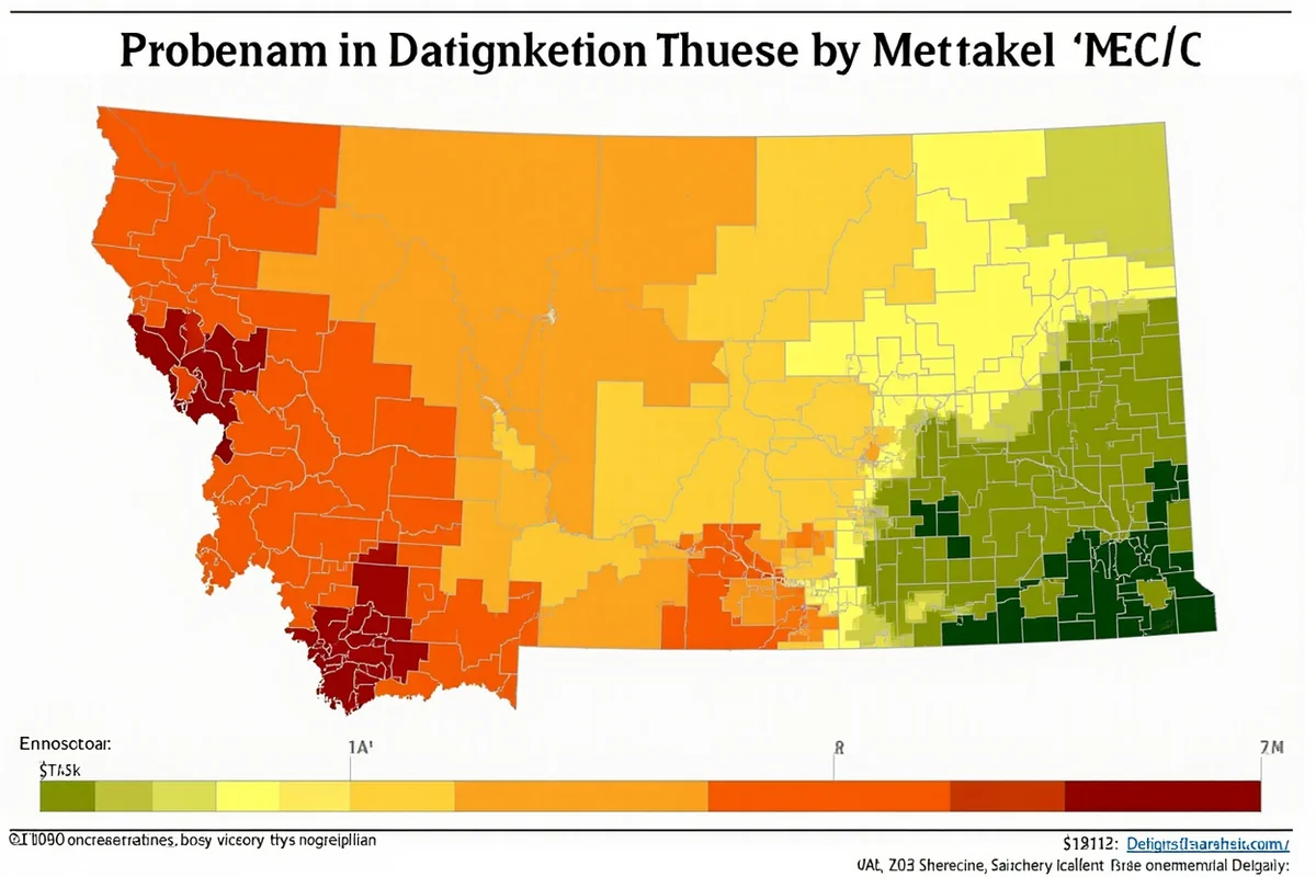 Map of Montana highlighting regional stink bug concentration zones with color coding from low to high