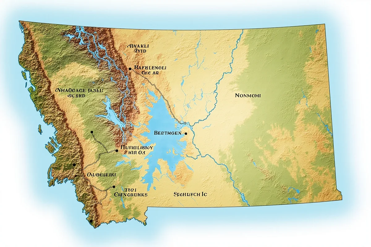 Map overview of Montana highlighting Whitefish, Big Sky, Bozeman, and Seeley Lake regions