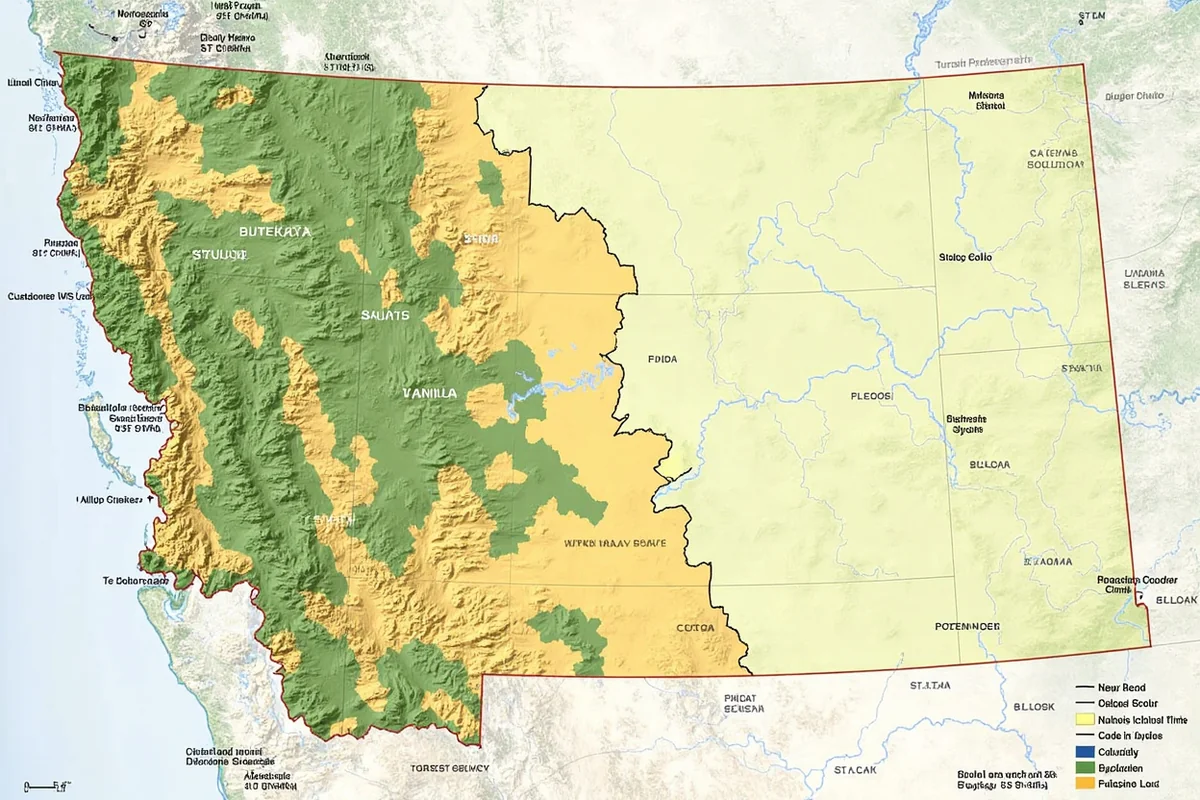 Map showing different land jurisdictions in Montana highlighting BLM, Forest Service, and State lands