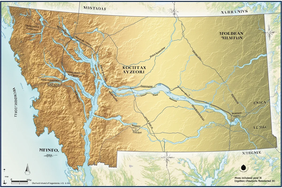 Map showing Montana's major river systems with whitetail habitat highlighted