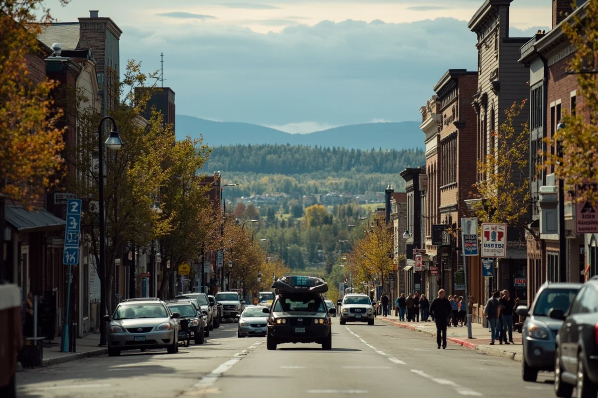Missoula city street showing diverse, progressive community atmosphere