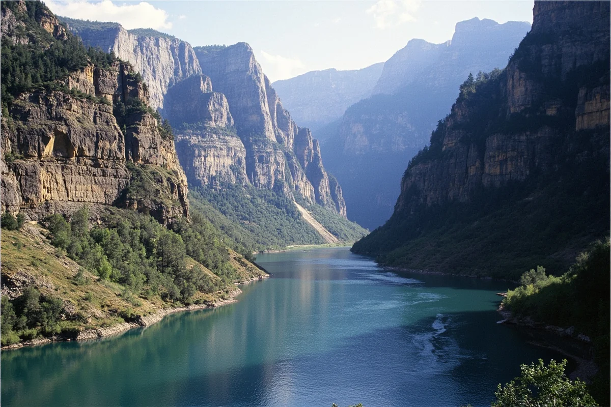 Missouri River at Gates of the Mountains near Helena, showing the dramatic limestone cliffs Lewis described in his journal