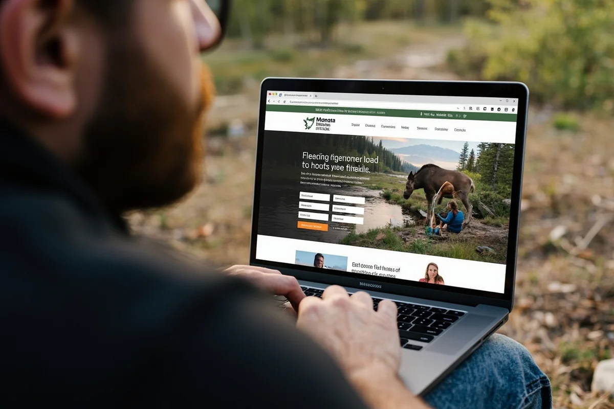 Montana Fish, Wildlife & Parks application system on laptop screen