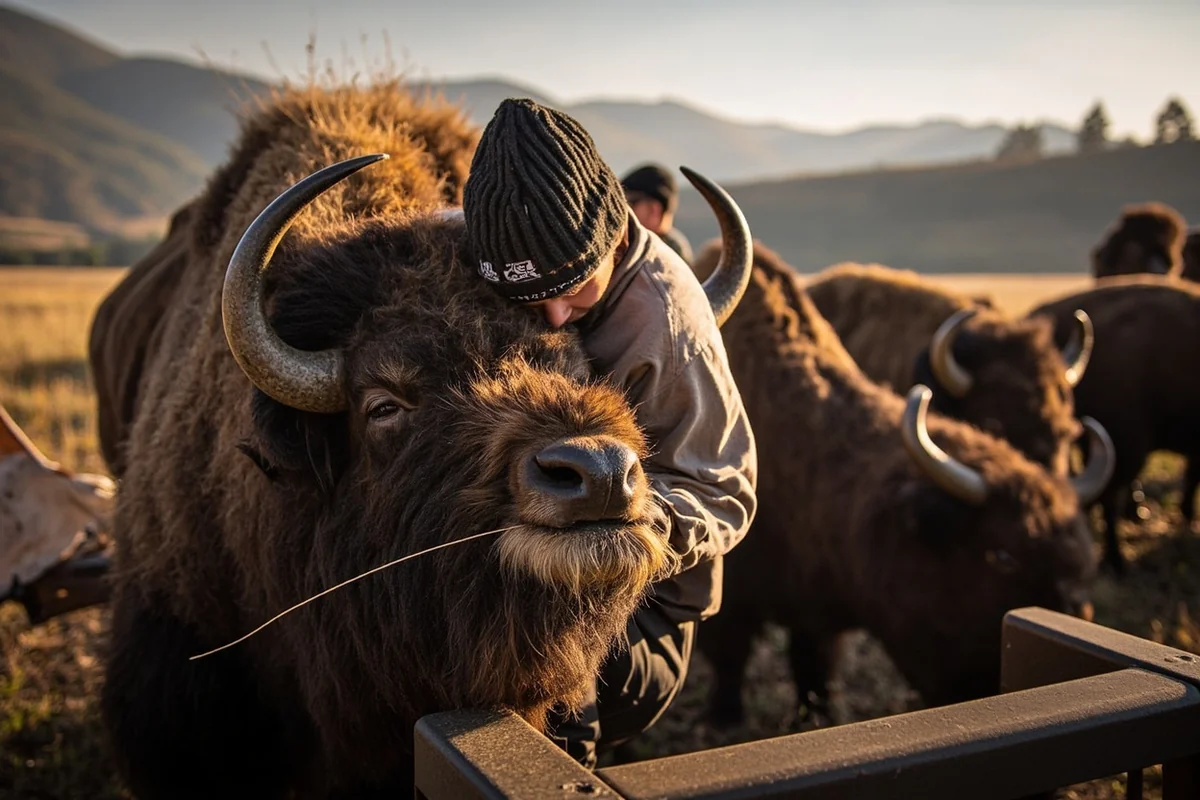 Montana FWP bison check station with harvested animals being processed