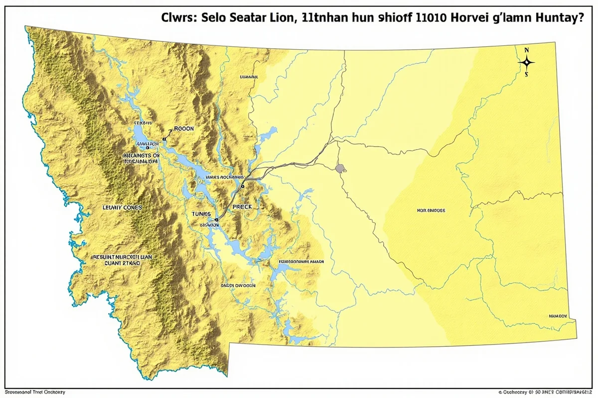 Montana FWP mountain lion harvest quota map with hunting districts highlighted