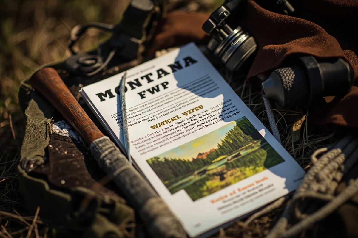 Montana FWP regulations booklet with map and hunting gear