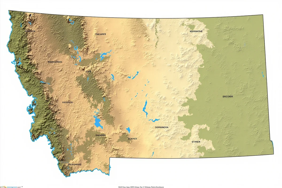 Montana hunting region map showing the seven administrative regions with major mountain ranges labeled