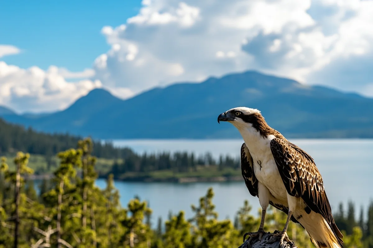 Montana landscape showing osprey habitat with mountains and lake