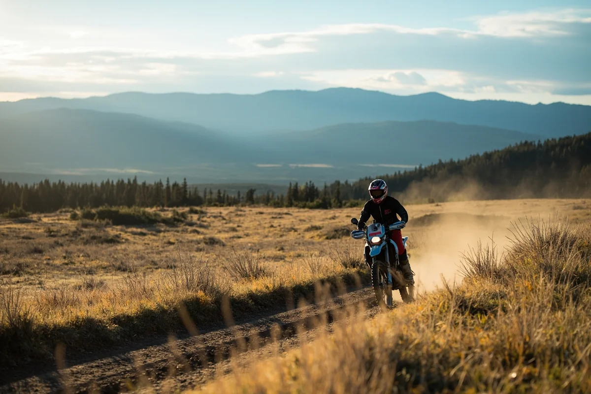 Montana landscape vista showing diverse terrain accessible by dirt bike with mountains in background