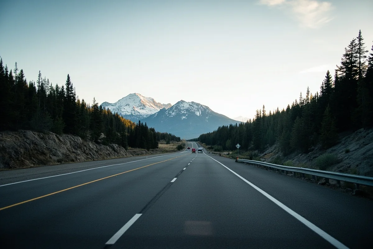 Montana road trip scene showing open highway through mountains