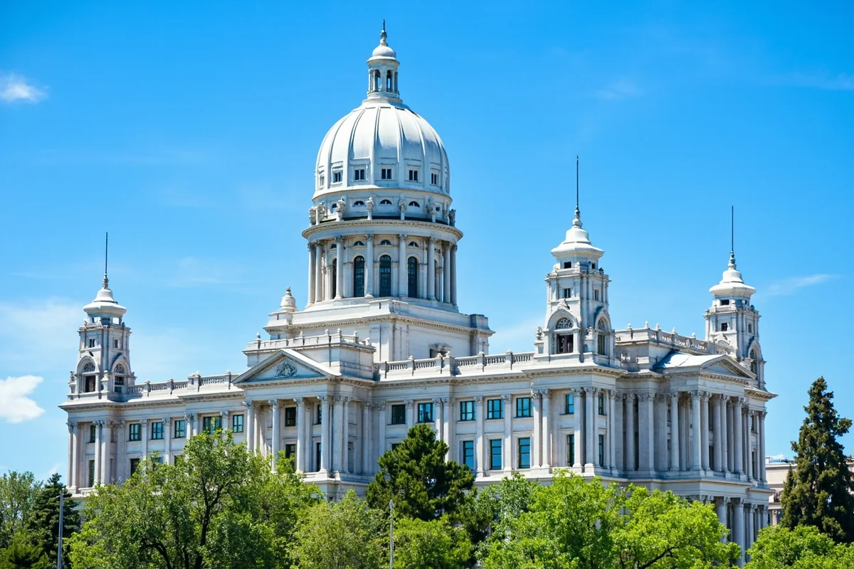 Montana state capitol building in Helena with clear blue sky background