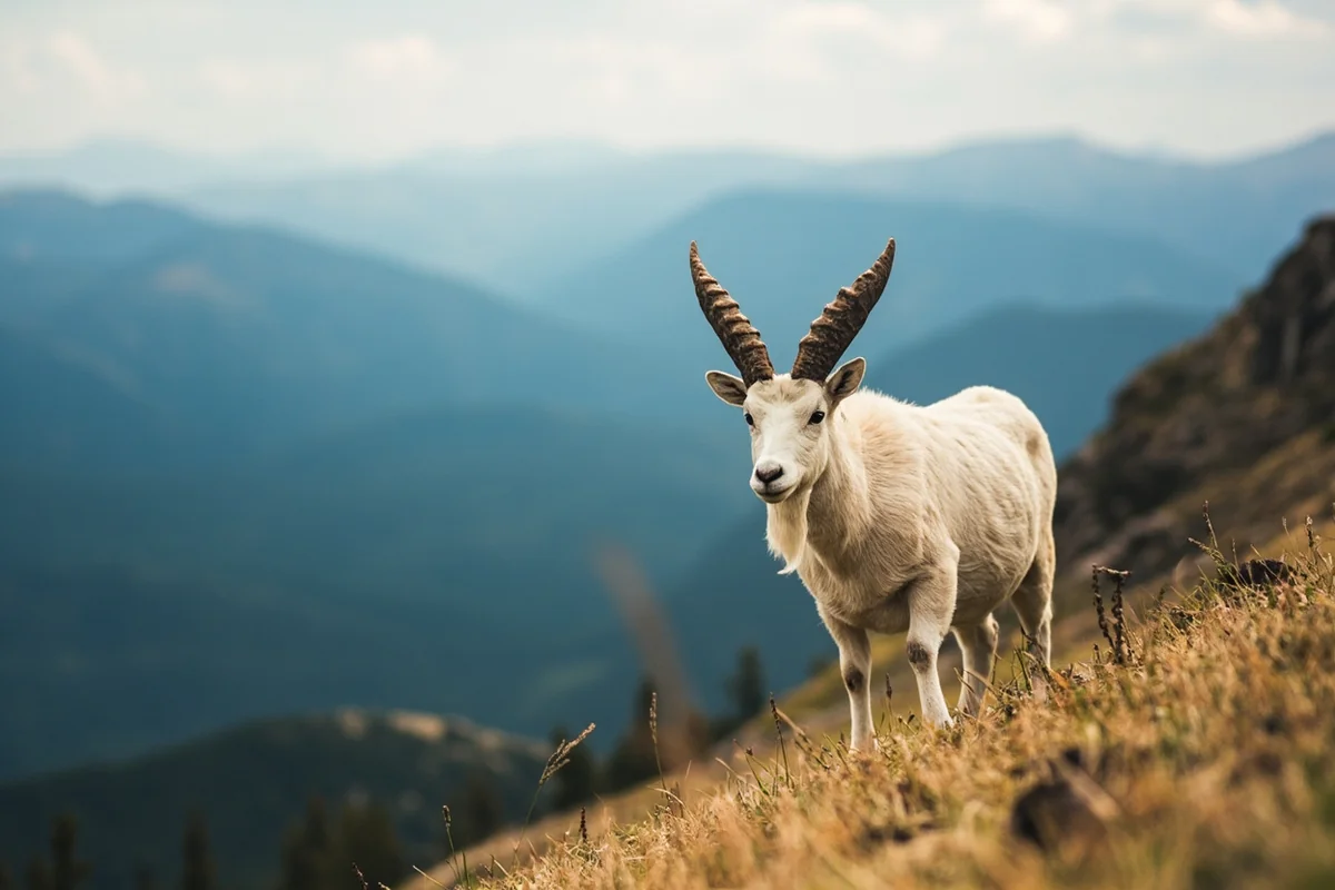 Mountain goat in high alpine Montana terrain