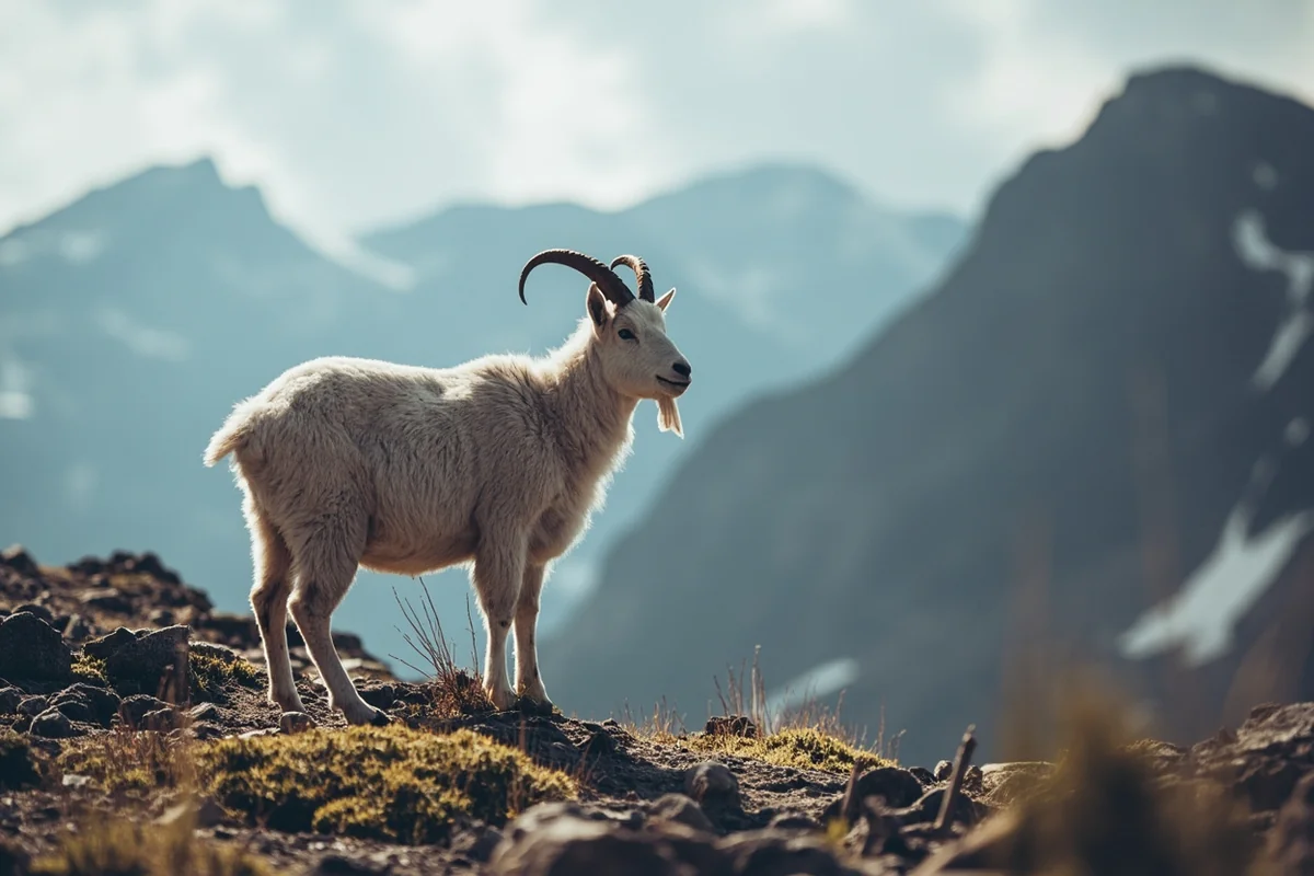 Mountain goat on rocky alpine terrain in Glacier National Park