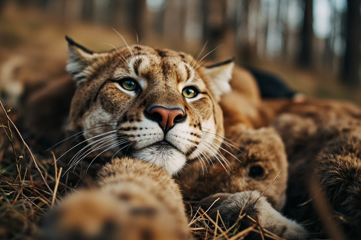 Mountain lion treed by hounds during Montana cougar hunt