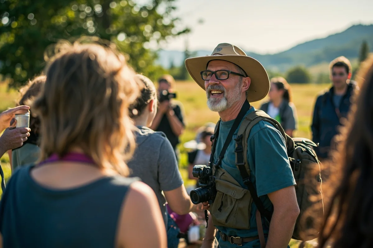 Naturalist giving educational presentation to visitors