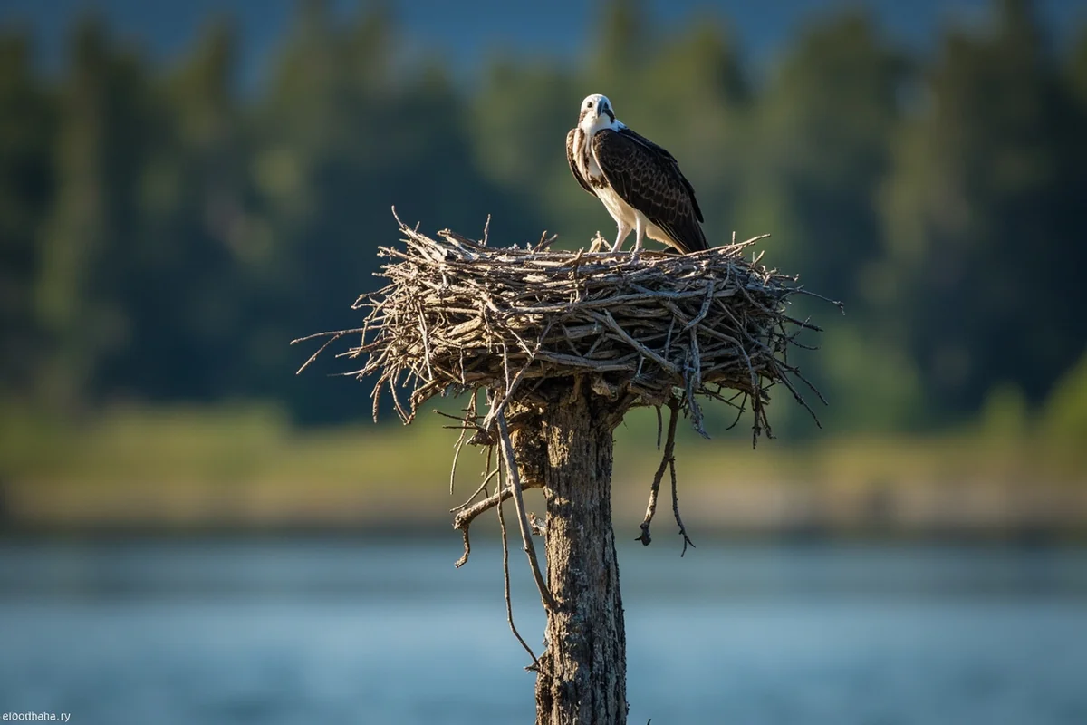 Osprey nest on natural tree snag along the Bitterroot River