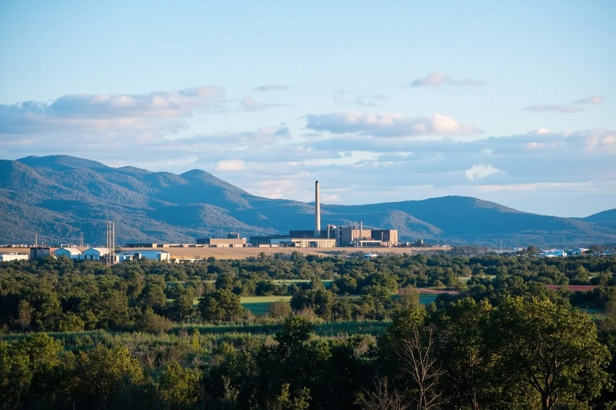Panoramic view of Anaconda with the smokestack visible against mountain backdrop