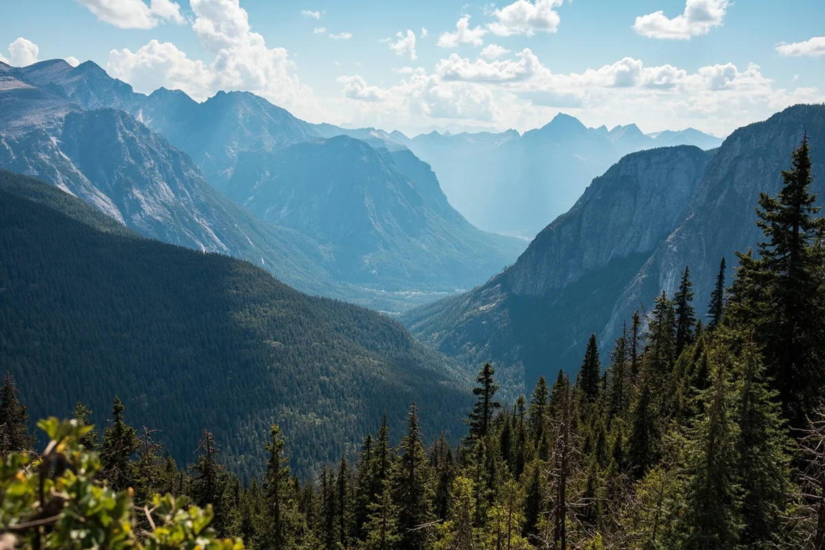 Panoramic view of mountain landscape visible from Sentinel Falls trail