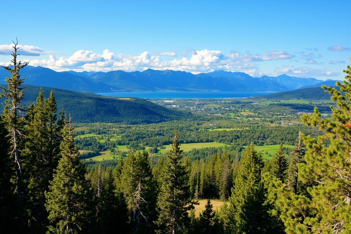 Panoramic view of the Flathead Valley with mountains in background, showing the regional landscape