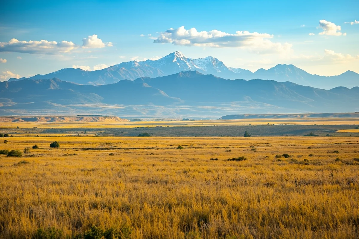 Panoramic view showing Montana's ecological transition from prairie to mountains near Great Falls