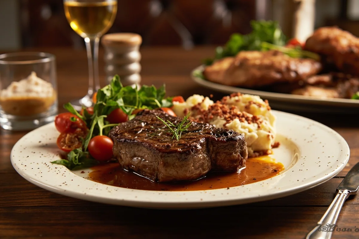 Plated elk steak with seasonal Montana vegetables