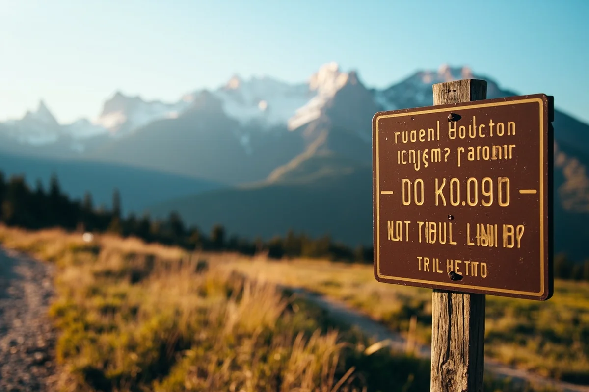 Public land access sign at trailhead with mountains visible