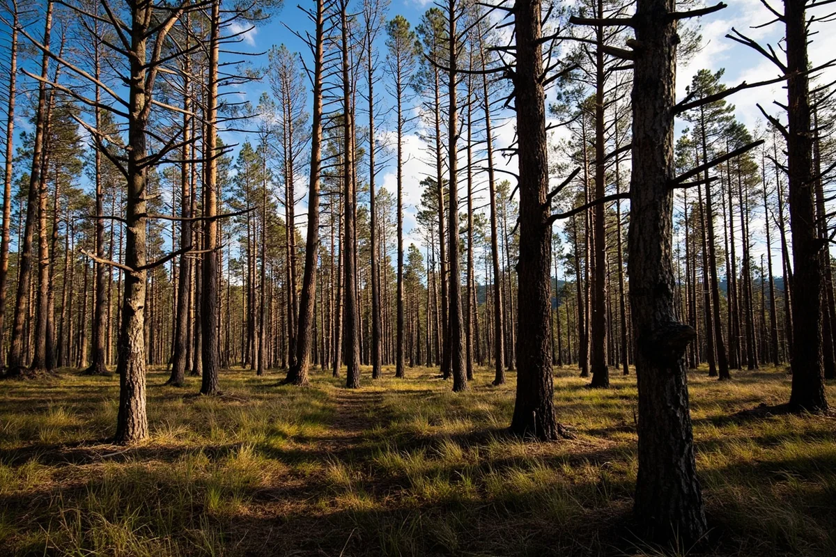 Regenerating lodgepole pine forest in Yellowstone showing post-fire recovery