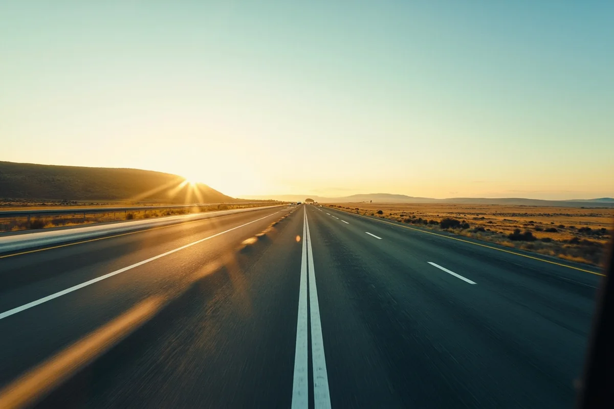 Remote highway stretching to horizon with no other vehicles visible