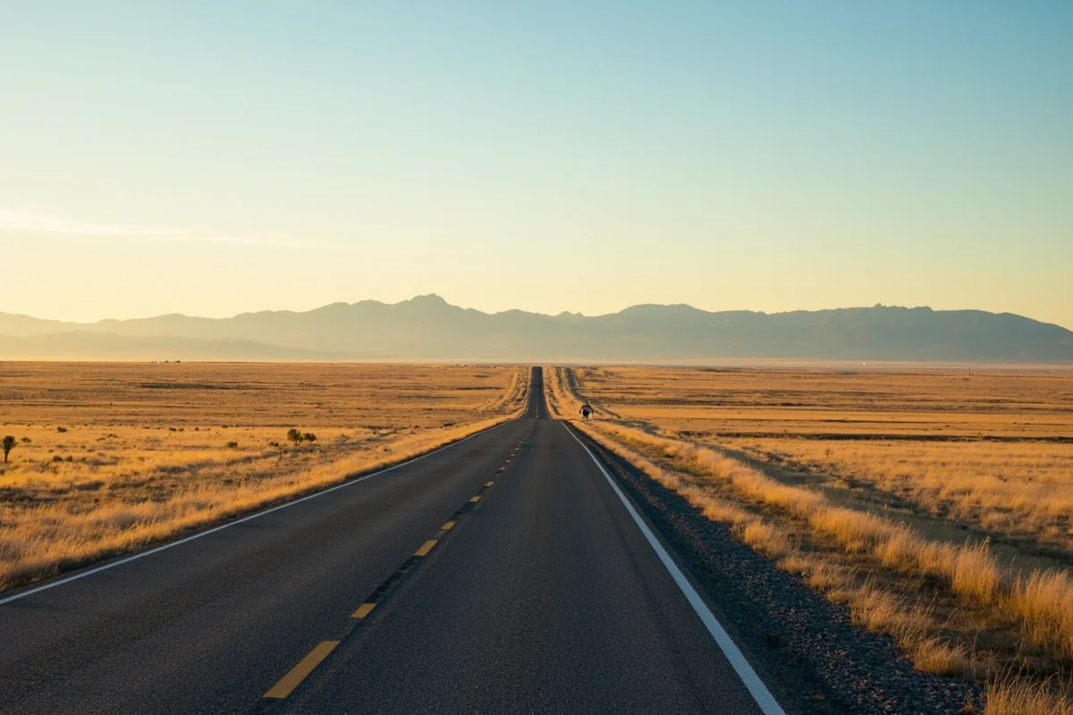 Remote Montana highway stretching through empty grasslands demonstrating the state's isolation
