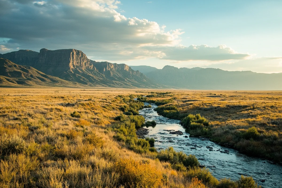Rolling prairie landscape of eastern Montana with dramatic rock formations and river breaks visible